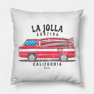 La Jolla, California Patriotic Surfing Pillow