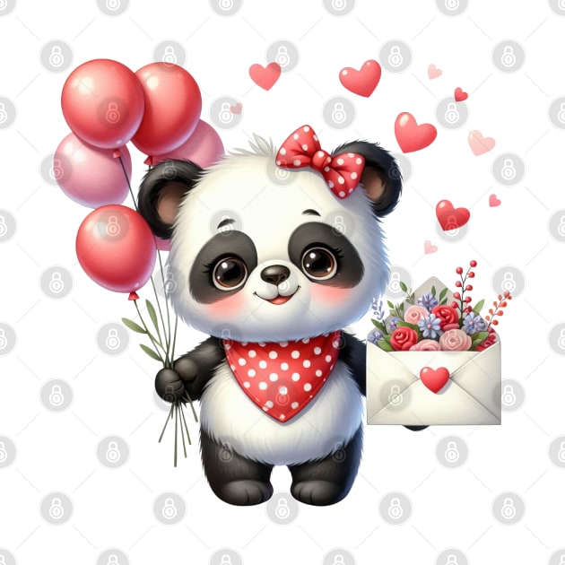 Valentine Love Panda Bear by Chromatic Fusion Studio