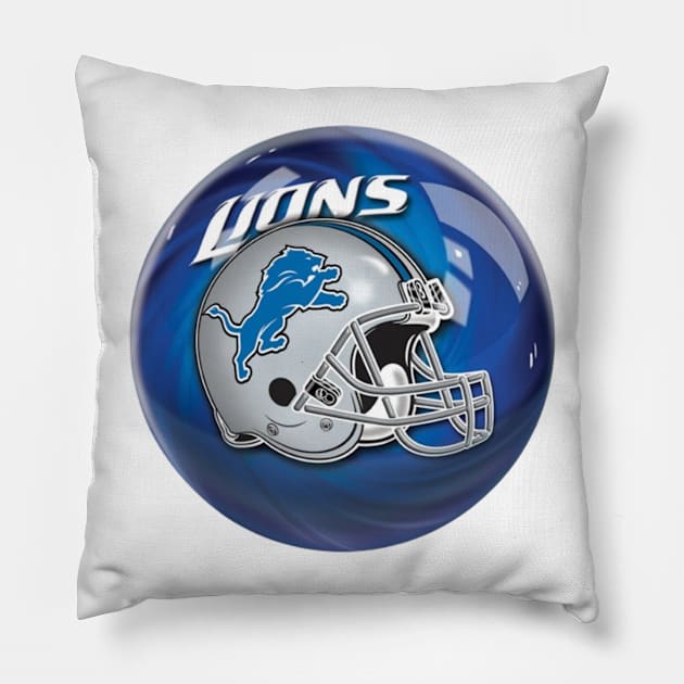 detroit lions Pillow by Light Up Glow 