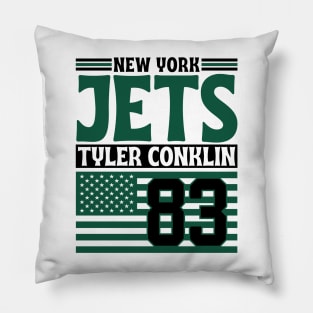 New York Jets Conklin 83 American Flag Football Pillow