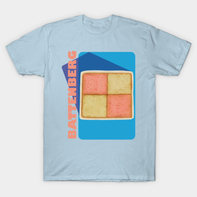 Discover Battenberg in Pink, vector cake slice with a blue shadow - Vector illustration - Battenberg Cake - T-Shirt