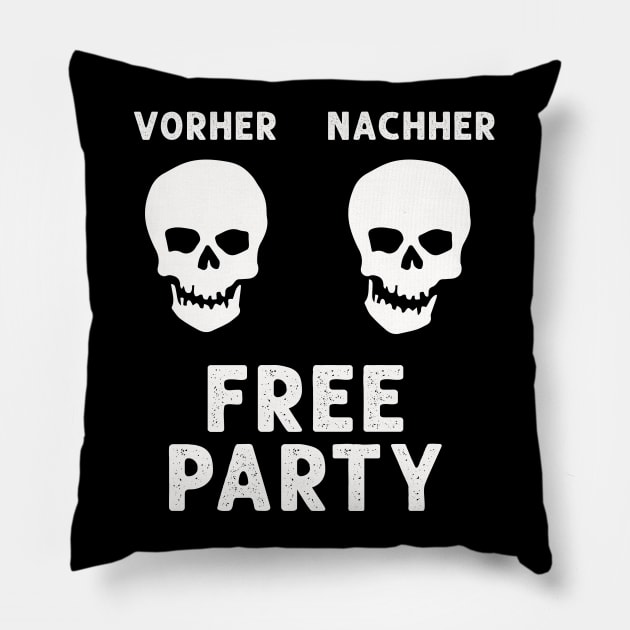 Free Party Afterhour Vorher Nachher Pillow by T-Shirt Dealer