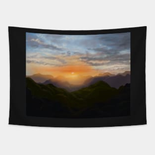 Mountain sunset in Puerto Rico Tapestry