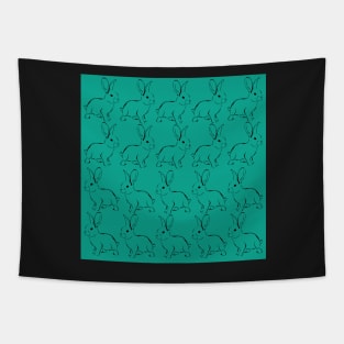 Teal Green Bunny Rabbits Tapestry