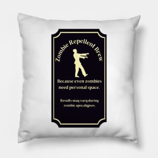 Potion Label: Zombie Repellent Brew, Halloween Pillow