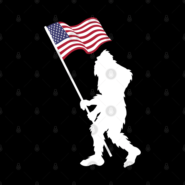 BIgfoot American Flag Funny Sasquatch USA by Tesszero