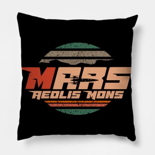 Mars Mount sharp Aeolis Mons logo badge blue sunset Pillow