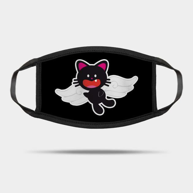 One Tooth Black Cat With Angel Wings Cat Mask Teepublic