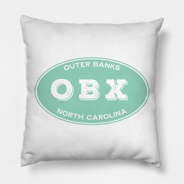 OBX Solid Oval in Aqua Pillow by YOPD Artist