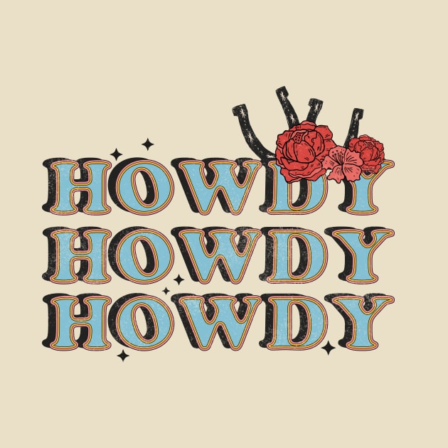 Vintage Howdy Rodeo Western Country Floral Design by Teewyld