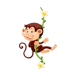 Monkey Hanging on Flower Vine T-Shirt