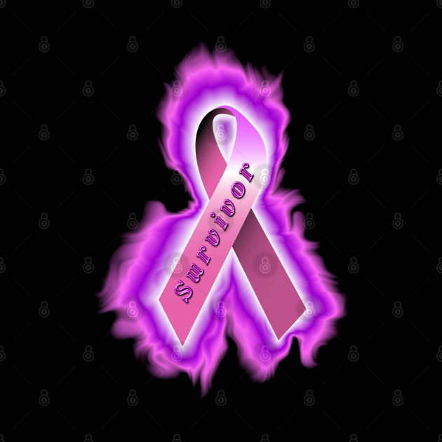 pink cancer survivor ribbon by DrewskiDesignz