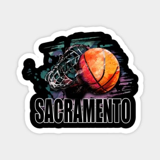 Retro Pattern Sacramento Basketball Classic Style Magnet