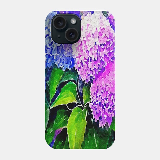 pink blue purple hydrangea flowers Phone Case by Banyu_Urip