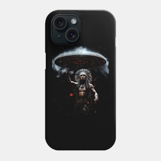 Trippy Native American UFO Alien Mushroom Meditation 4 Phone Case