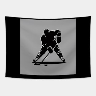 Hockey player with puck Tapestry