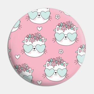 Pink pattern flower cute cats lover Pin