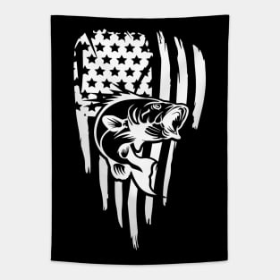 Bass American Flag White Tapestry