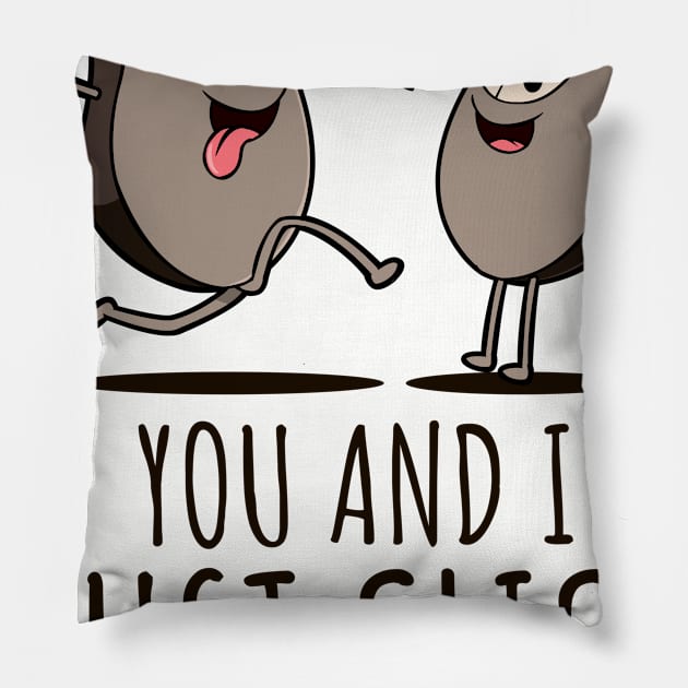 You And I Just Click Adorable Geeky Pillow by NerdShizzle