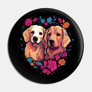 Golden Retriever Couple Valentine Pin