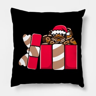 Cute Cinnamon Ball Python in Christmas Gift Pillow