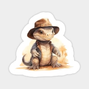 Komodo Dragon Wearing a Cowboy Hat Magnet