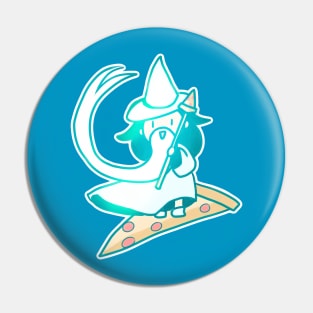 Surfing Pizza Wizard Pin