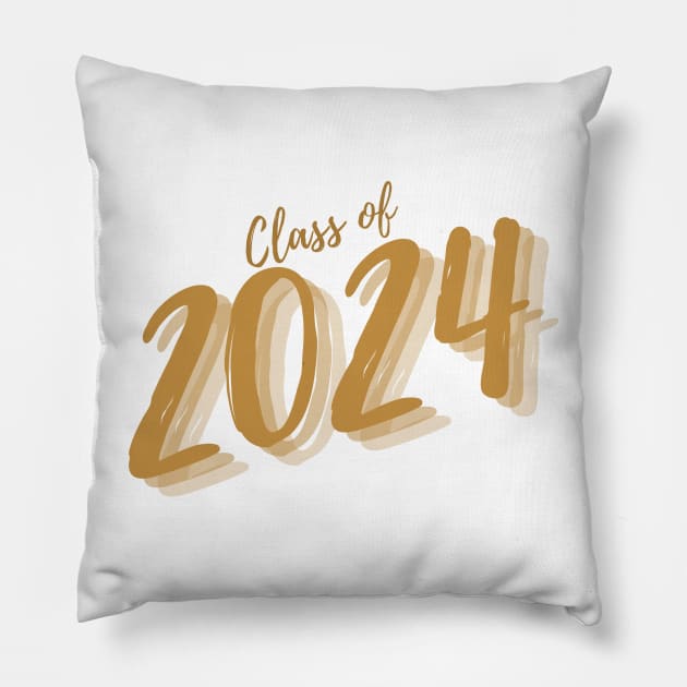 Class Of 2024. Simple Typography 2024 Design for Class Of/ Graduation Design. Gold Script Pillow by That Cheeky Tee