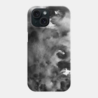 White gray background with soft watercolor texture. Hand-painted abstract monochrome. Design for fabric, textiles, wallpaper, baby room, packaging, paper. Phone Case