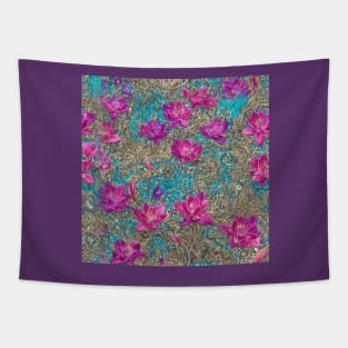 Purple Lotus Pattern Tapestry