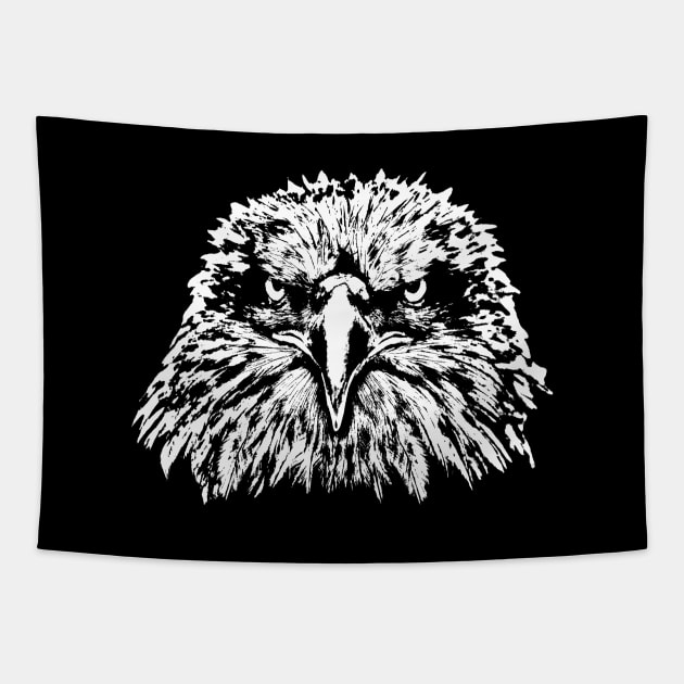 Bald Eagle Head Tapestry by R LANG GRAPHICS