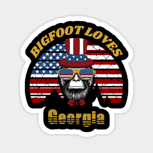 Bigfoot loves America and Georgia Magnet