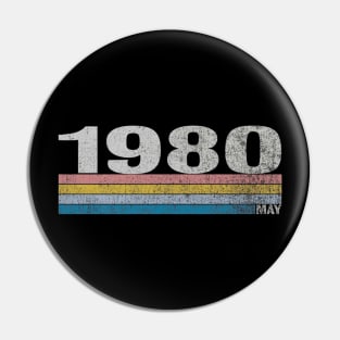 39th Birthday Retro Born in May of 1980 Pin