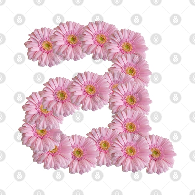 Letter a Pink Gerbera Daisy by ellenhenryart