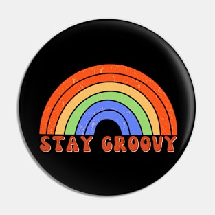 retro rainbow stay groovy Pin