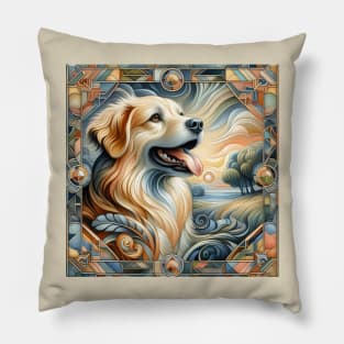 Art deco Golden Retriever Pillow