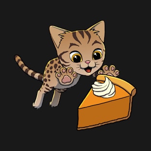 Savannah Cat excited to eat Pumpkin Pie T-Shirt