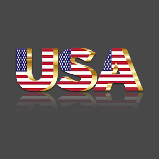 USA word in stars and stripes T-Shirt