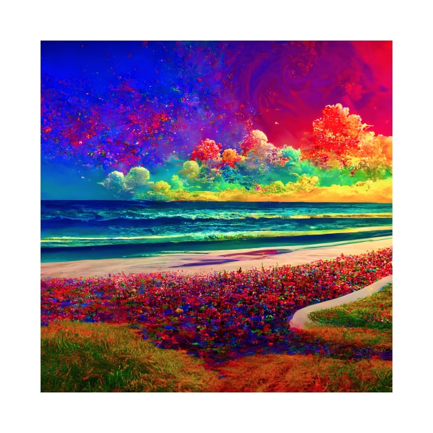 Psychedelic Beach Landscape by Mihadom