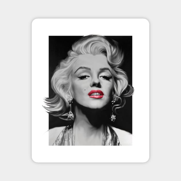 Marilyn & Her Red Lips Magnet by digitaldoodlers