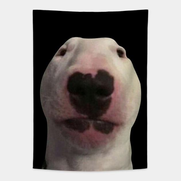 Staring Forward Dog Meme Tapestry by artsylab