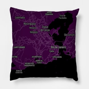 Rio de Janeiro deep purple map Pillow