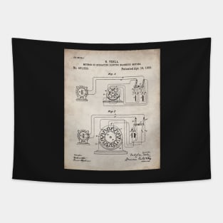 Motor Patent - Engineer Inventor Makers Workshop Art - Antique Tapestry