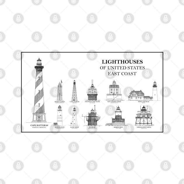 Lighthouses of United States of America - East Coast - B by SPJE Illustration Photography