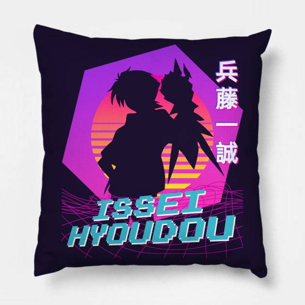 Hyoudou Issei - Vaporwave Pillow by The Artz