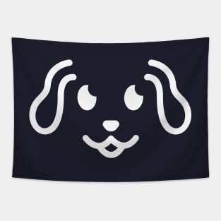 Woof! - Cute Dog Face Line Art - White Tapestry