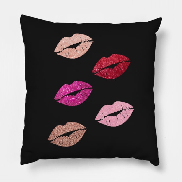 Traditional Faux Glitter Lips Pack Pillow by Felicity-K