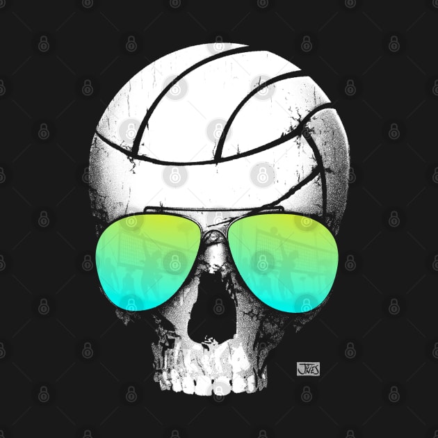 Volleyball Skull Wearing Green Aviators by cjboco