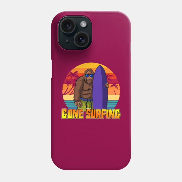 Bigfoot Gone Surfing Phone Case by Rebel Merch
