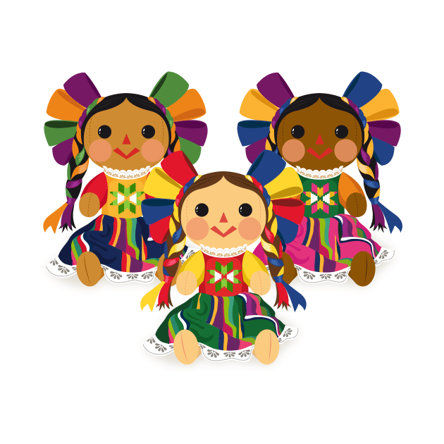 Mexican María Dolls. Mexican Otomi Dolls. Traditional Mexican Rag Dolls by Akbaly